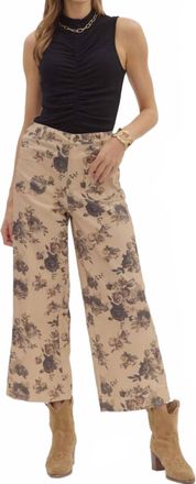 Entro Floral Pattern Ankle-Length Pants In Beige