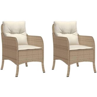 vidaXL Vidaxl - Garden Chairs with Cushions 2 pcs Beige Poly Rattan
