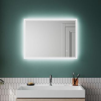 Sonni Espejo de Baño con Luz led 80x60cm Antivaho Memoria Interruptor Táctil Espejo IP44 Ahorro de Energía Instalar Horizontal/Vertical - Sonni