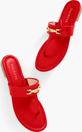 Talbots Gia Bamboo Thong Sandals - Red - 9M Talbots