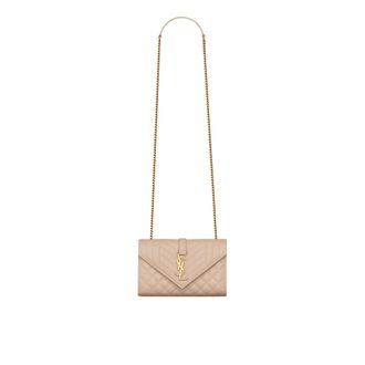 Saint Laurent Womens Envelope Small Bag - Beige Leather - One Size