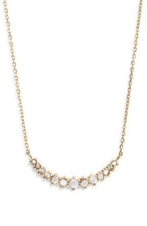 Nordstrom Waterproof Cubic Zirconia Bar Necklace in Clear- Gold at Nordstrom