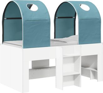 vidaXL Cama Con T&uacute;nel 3 Uds. Blanco Y Azul Claro Madera De Ingenier&iacute;a Vidaxl