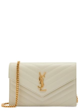 Saint Laurent Quilted Leather Wallet-on-chain - White - One Size