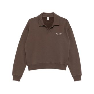 Sporty & Rich Maglione con colletto polo e scollo a V - - Sweatshirts & Hoodies - Donna - Marrone - M