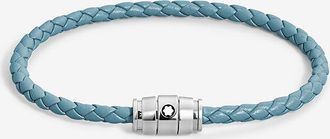 Montblanc Glattleder-Flechtarmband 3 Rings Smoky Blue - 60