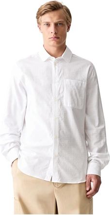 Kenzo Overhemden, Heren, Wit, S, Katoen, Weave Slim Shirt