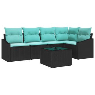 vidaXL Set Di Divani 6 Pz Nero Polyrattan Vidaxl