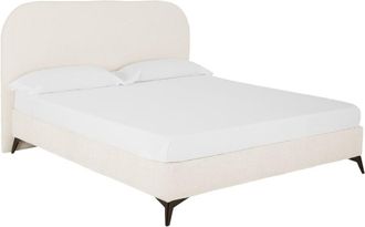 Deco Wood Cama tapizada de bouclé blanca para colchón 90x200cm