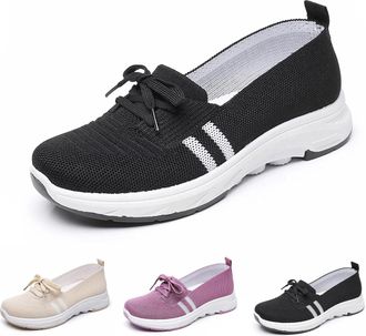 Generic Orthopedic Shoes for Women,Ladies Slip on Trainers,Women Lightweight Slip-On Knitted Sneakers Comfortable Fashion Flat Walking Shoes Breathable Slip O