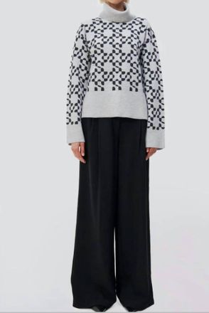 SIMKHAI Charlenne Logo Sweater In Heather Grey Charcoal Multi
