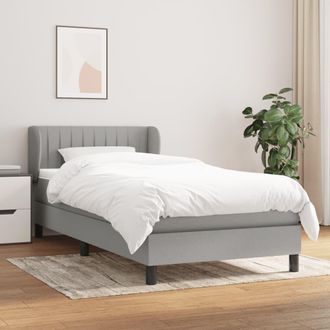 vidaXL Cama Box Spring Con Colch&oacute;n Tela Gris Claro 90x190 Cm Vidaxl