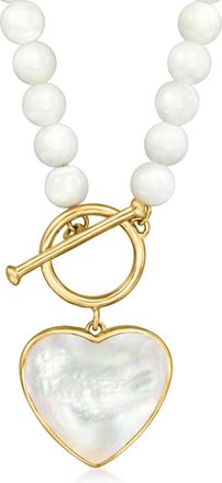 Ross-Simons Mother-Of-Pearl Heart Toggle Necklace in 18kt Gold Over Sterling