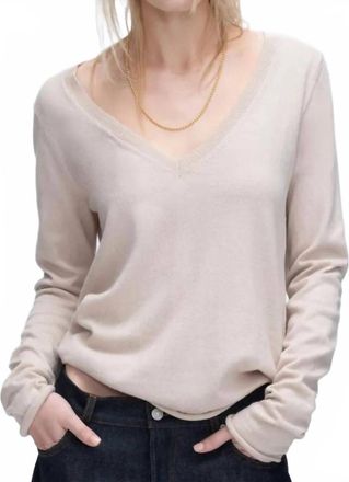 ATM Anthony Thomas Melillo V-Neck Sweater In Soft Beige