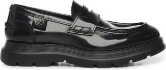 Giuliano Galiano Zwarte leren platte schoenen- ronde neus - Heren - Loafers - Zwart - 45 EU - Leer - Schoenen