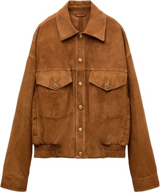 Versace Brown Suede Classic Collar Boxy Jacket