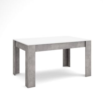 Skraut Home Skraut Home - Mesa Comedor, Mesa Fija Cocina Y Sal&oacute;n, 140x90x76 Cm, Para 6 Comensales, Muebles Comedor, Estilo Moderno, Blanco Y Gris Cemento
