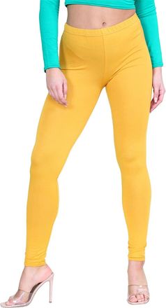 Janisramone Womens Viscose Leggings, Plain Elasticated Waist Yoga Pants for Women, Full Length Skinny Gym Leggings, Slim Fit Stretchy Pants, Women Activewear Must