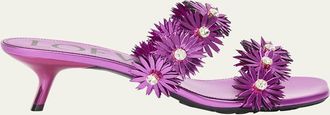 Loewe Petal Metallic Flowers Slide Sandals