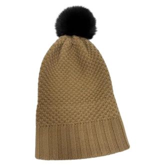 Burberry Pre-owned Accessories, female, Brown, Size: ONE SIZE Pre-owned Knitted Pom-Pom Beanie