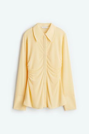 H&M Meshbluse mit Volants - Yellow