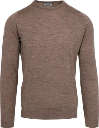 John Smedley Round-neck Truien - Heren - Ronde hals truien - Bruin - L - Wol - Truien & Vesten