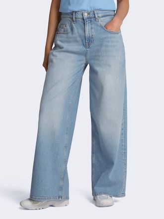 Tommy Jeans Loose-fit-Jeans TOMMY JEANS CHARLIE MR LOOSE WD, Damen, Gr. 25, L&auml;nge 30, blau (denim light), Denim/Jeans, Obermaterial: 81% Baumwolle, 18% Lyocell, 1
