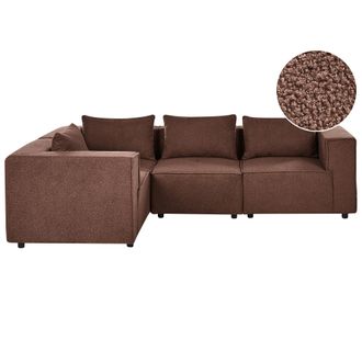 Beliani Sof&aacute; Esquinero Derecho Moderno 4 Plazas Modular Tapizado De Boucl&eacute; Marr&oacute;n Axebo