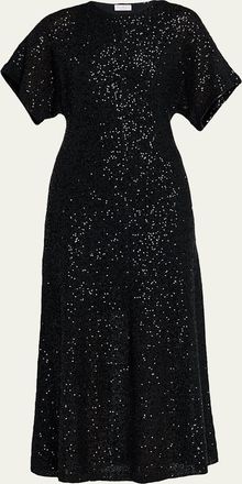 Brunello Cucinelli Sequin Linen-Cashmere Midi Dress