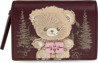Ganni Logo Portemonnee - Dames - Portefeuilles - Rood - ONE Size - Leer - Accessoires
