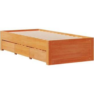 vidaXL Cama Sin Colch&oacute;n Con Cajones Madera De Pino Marr&oacute;n 90x200 Cm Vidaxl