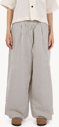 Eat Dust Wide leg coulotte seersucker pants iron / off white