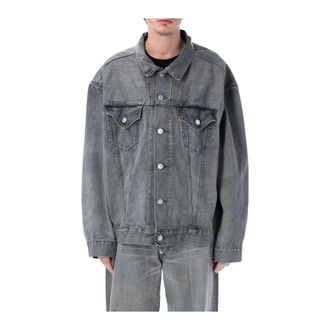 Junya Watanabe Jassen, Heren, Grijs, M, Denim, Relaxed Fit Denim Trucker Jacket