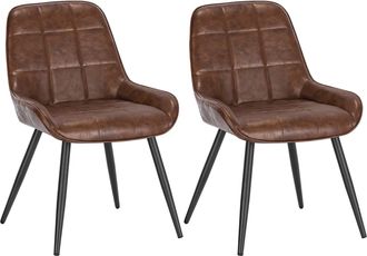 Woltu 2x Sillas De Comedor Silla Ergon&oacute;mica Con Respaldo Silla De Piel Sintetica En Estructura Metal Sillas Para Dormitorio Sal&oacute;n Comedor Y Cocina Marrone -