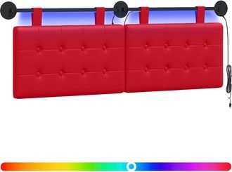 vidaXL Cabecero Colgante Con Luz Led Rojo Cuero Sint&eacute;tico Vidaxl