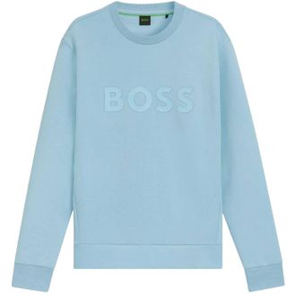 HUGO BOSS Heren Signature Katoenen Logo Sweatshirt (Pastelblauw)