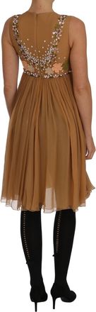 Dolce & Gabbana Crystal Silk Gold A-Line Gown Womens Dress