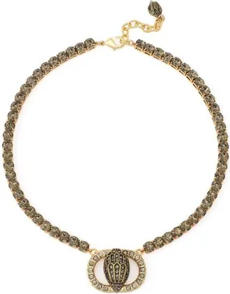 Kurt Geiger Chelsea Eagle Head Tennis Necklace in Black Diamond at Nordstrom