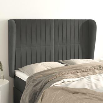 vidaXL Cabecero Con Orejas De Terciopelo Gris Oscuro 147x23x118/128 Cm Vidaxl
