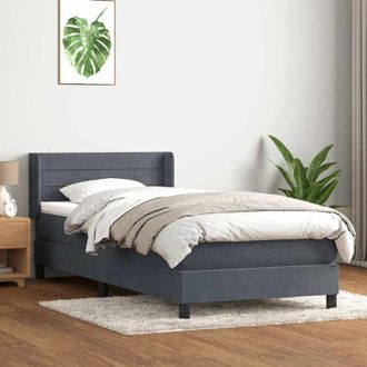 vidaXL Cama Box Spring Con Colch&oacute;n Terciopelo Gris Oscuro 90x220 Cm Vidaxl