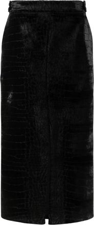 Tom Ford Krokodillenprint Midi Rok - Dames - Kokerrokken - Zwart - 2XS - Leer - Rokken