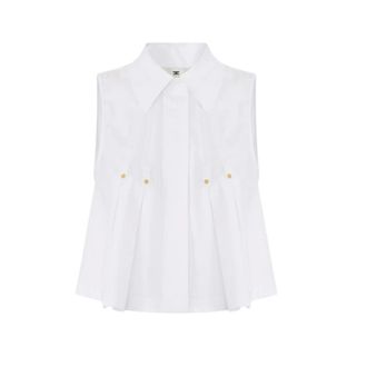 Elisabetta Franchi Shirts, female, White, Size: L Cotton Poplin Shirt