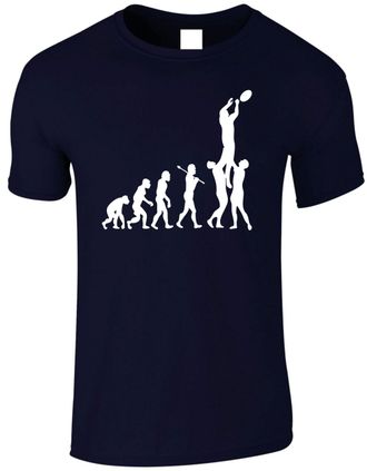 Generic Evolution Rugby T-Shirt Funny Footballer Gift Evolve Rugger Xmas Gift Top (UK, Alpha, S, Regular, Regular, Navy)