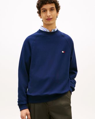 Tommy Hilfiger Mens Flag Elevated Sweatshirt in Dark Blue Cotton - Size X-Large