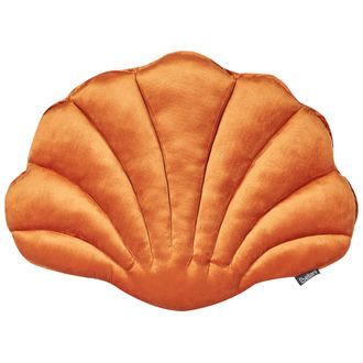 Beliani Coj&iacute;n Decorativo De Terciopelo Concha Marina Forma De Vieira Patr&oacute;n Liso Naranja Consolida