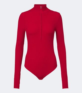 Perfect Moment Ribbed-knit wool-blend bodysuit