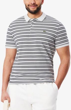 Lacoste Essentials Regular Fit Cotton Piqu&eacute; Polo in Blackbird/Flour at Nordstrom, Size 7