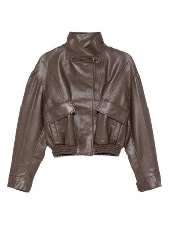 Low Classic faux-leather bomber jacket - women - Polyester/Artificial Leather - M - Brown