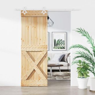 vidaXL Puerta Corredera Con Herrajes Madera Maciza De Pino 85x210 Cm Vidaxl