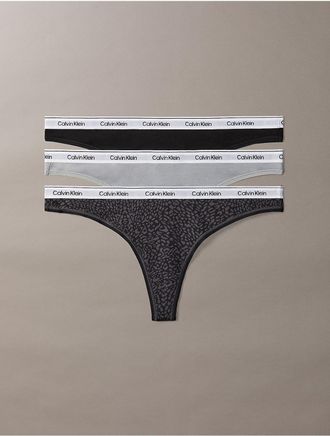 Calvin Klein Womens Icon Logo 3-Pack Low Rise Thong - Multi - XL